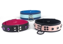 An example of double strap collars 1.25" wide, 1.5" wide and 2" wide